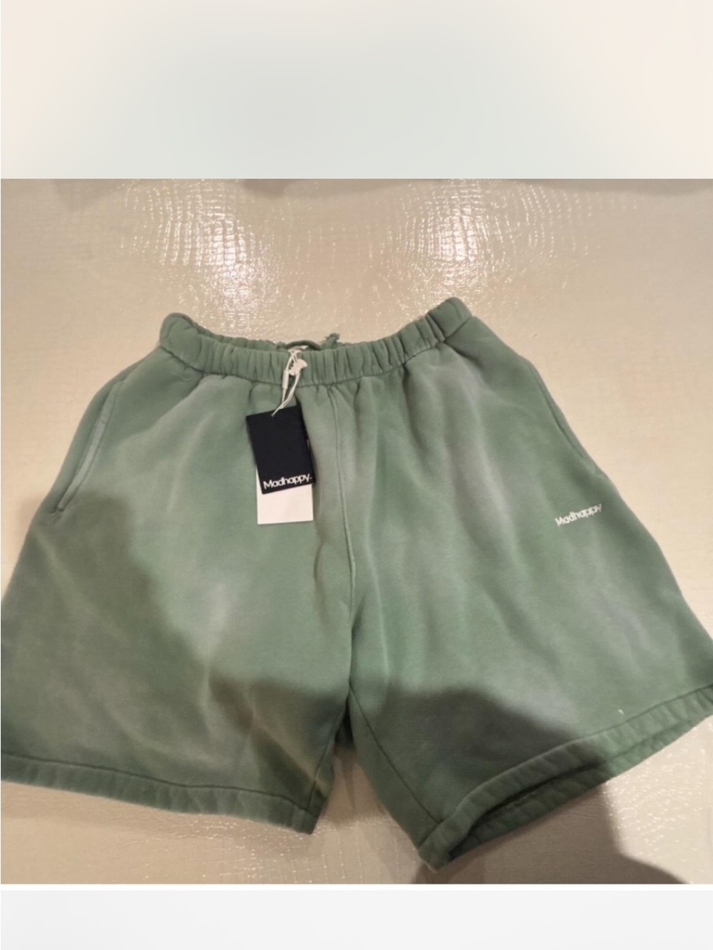 Madhappy Sage Green Fleece Athletic Shorts